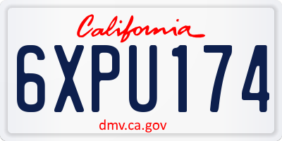 CA license plate 6XPU174