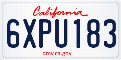 CA license plate 6XPU183