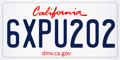 CA license plate 6XPU202
