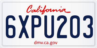 CA license plate 6XPU203