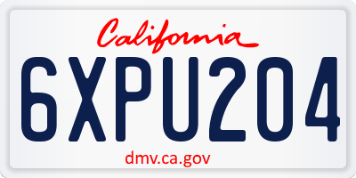 CA license plate 6XPU204