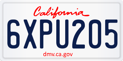 CA license plate 6XPU205