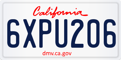 CA license plate 6XPU206