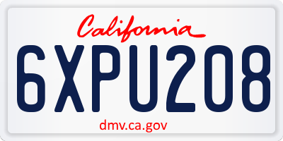 CA license plate 6XPU208