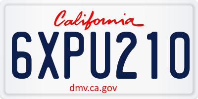 CA license plate 6XPU210