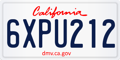 CA license plate 6XPU212