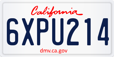CA license plate 6XPU214