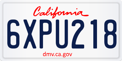 CA license plate 6XPU218