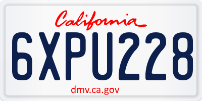 CA license plate 6XPU228
