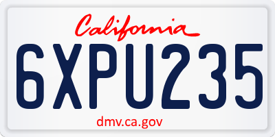 CA license plate 6XPU235