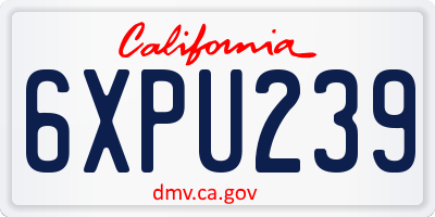 CA license plate 6XPU239