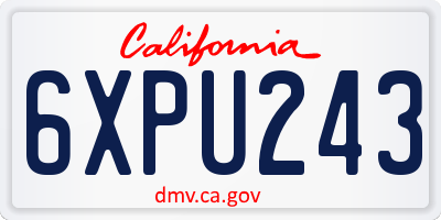 CA license plate 6XPU243