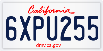 CA license plate 6XPU255