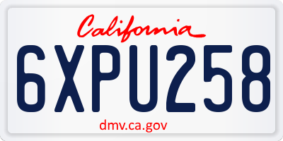 CA license plate 6XPU258