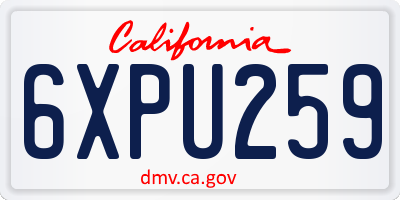 CA license plate 6XPU259