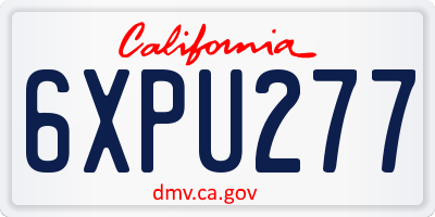 CA license plate 6XPU277