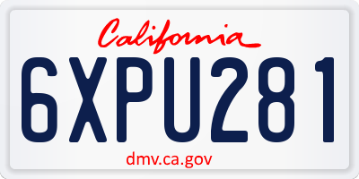 CA license plate 6XPU281