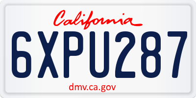 CA license plate 6XPU287