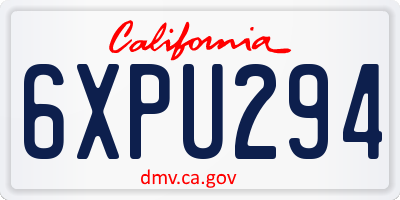 CA license plate 6XPU294