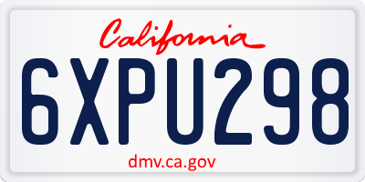 CA license plate 6XPU298