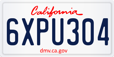 CA license plate 6XPU304