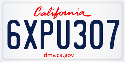 CA license plate 6XPU307