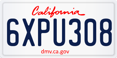 CA license plate 6XPU308