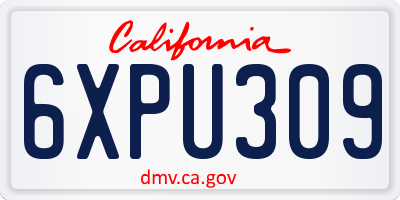 CA license plate 6XPU309