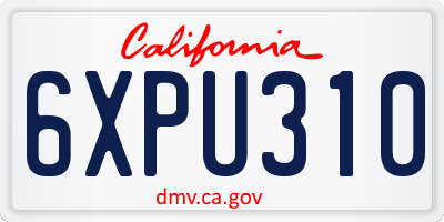CA license plate 6XPU310