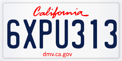 CA license plate 6XPU313