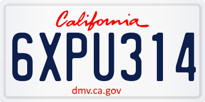 CA license plate 6XPU314