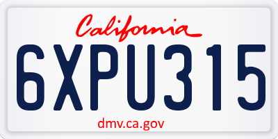 CA license plate 6XPU315