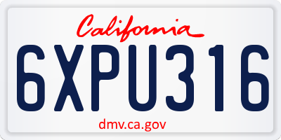 CA license plate 6XPU316
