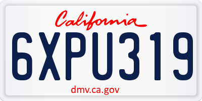 CA license plate 6XPU319