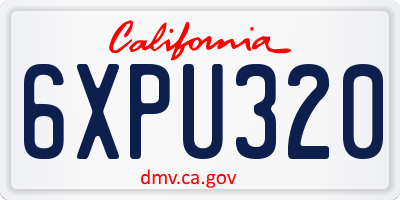 CA license plate 6XPU320