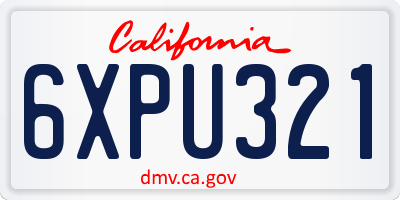 CA license plate 6XPU321