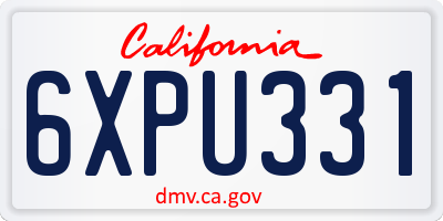 CA license plate 6XPU331