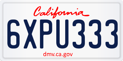 CA license plate 6XPU333