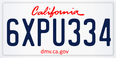 CA license plate 6XPU334