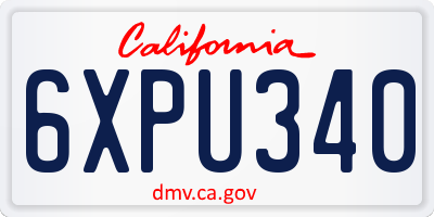 CA license plate 6XPU340