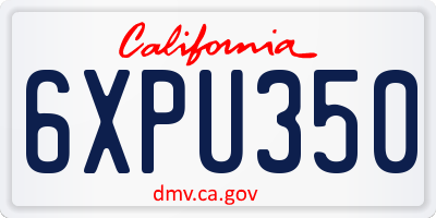 CA license plate 6XPU350