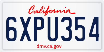 CA license plate 6XPU354