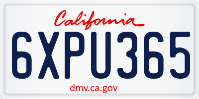 CA license plate 6XPU365
