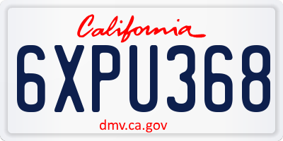 CA license plate 6XPU368