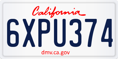 CA license plate 6XPU374