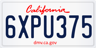 CA license plate 6XPU375