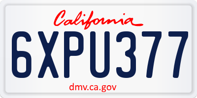 CA license plate 6XPU377