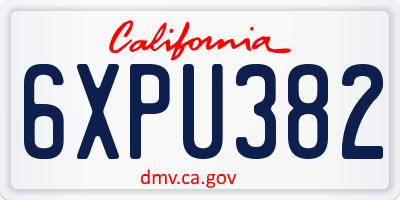 CA license plate 6XPU382