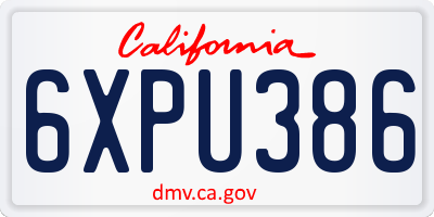 CA license plate 6XPU386