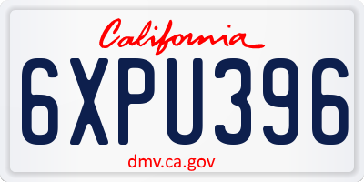 CA license plate 6XPU396